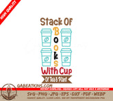 Stack of Books, Tea & Plant SVG - Spring Porch Sign SVG